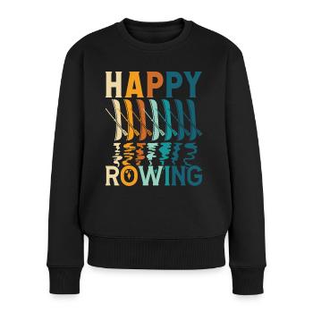 Rudern Happy Rowing Ruderer Rudersport Kajak Kanu - Frauen Premium Bio Pullover - Schwarz - Vorne - Julia (174cm)