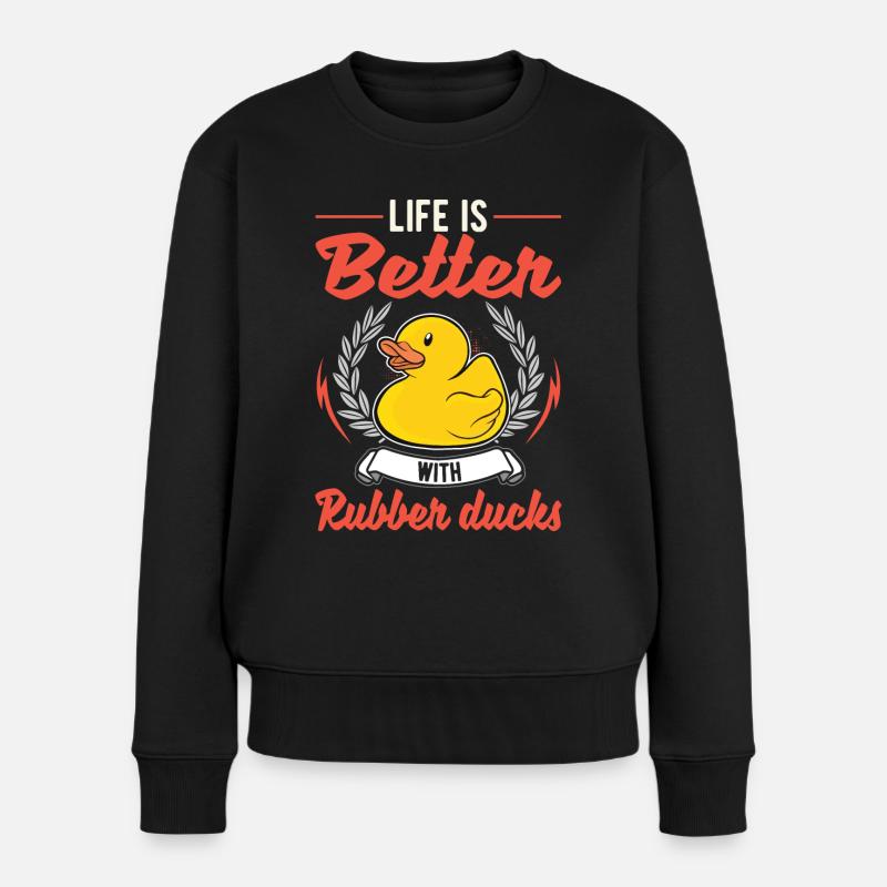 La vie est meilleure avec les canards en caoutchouc - Pull Premium bio Femme - noir