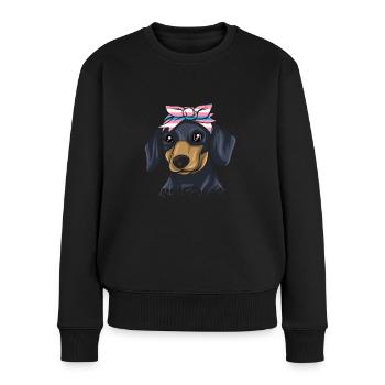 Dachshund Gift Dixie Viennese Doxie Dachshund - Women's Premium Organic Jumper - black - Front - Julia (174cm)