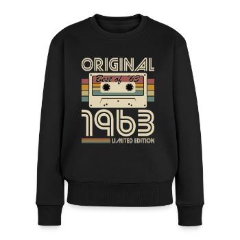 60. Geburtstag Jahrgang 1963 Original Best of 1963 - Frauen Premium Bio Pullover - Schwarz - Vorne - Julia (174cm)