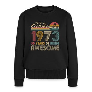 50e anniversaire né en 1973 Best of 1973 - Pull Premium bio Femme - noir - Devant - Julia (174cm)