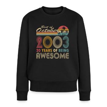 20. Geburtstag Jahrgang 2003 Best of 2003 - Frauen Premium Bio Pullover - Schwarz - Vorne - Julia (174cm)
