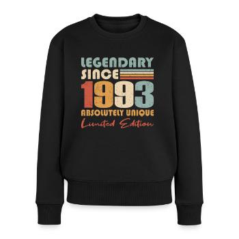 30e anniversaire né en 1993 Légendaire depuis 1993 - Pull Premium bio Femme - noir - Devant - Julia (174cm)