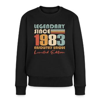 40e anniversaire né en 1983 Légendaire depuis 1983 - Pull Premium bio Femme - noir - Devant - Julia (174cm)