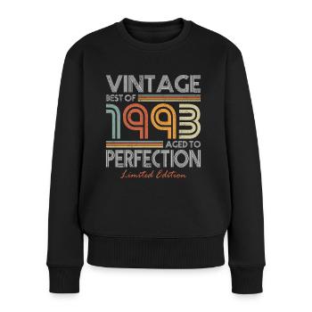 30. Geburtstag Jahrgang 1993 Best of 1993 - Frauen Premium Bio Pullover - Schwarz - Vorne - Julia (174cm)