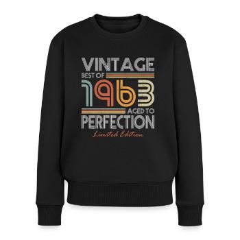 60. Geburtstag Jahrgang 1963 Best of 1963 - Frauen Premium Bio Pullover - Schwarz - Vorne - Julia (174cm)