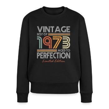 50e anniversaire né en 1973 Best of 1973 - Pull Premium bio Femme - noir - Devant - Julia (174cm)