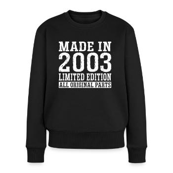 20e anniversaire Né en 2003 Fabriqué en 2003 - Pull Premium bio Femme - noir - Devant - Julia (174cm)