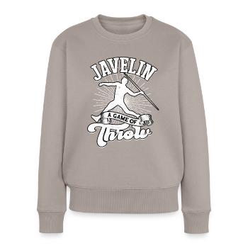 Speer wirft Leichtathletikwerke - Frauen Premium Bio Pullover - Taupe - Vorne - Julia (174cm)