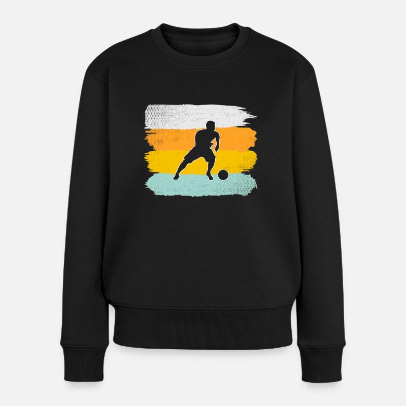 Fußball Retro - Frauen Premium Bio Pullover - Schwarz