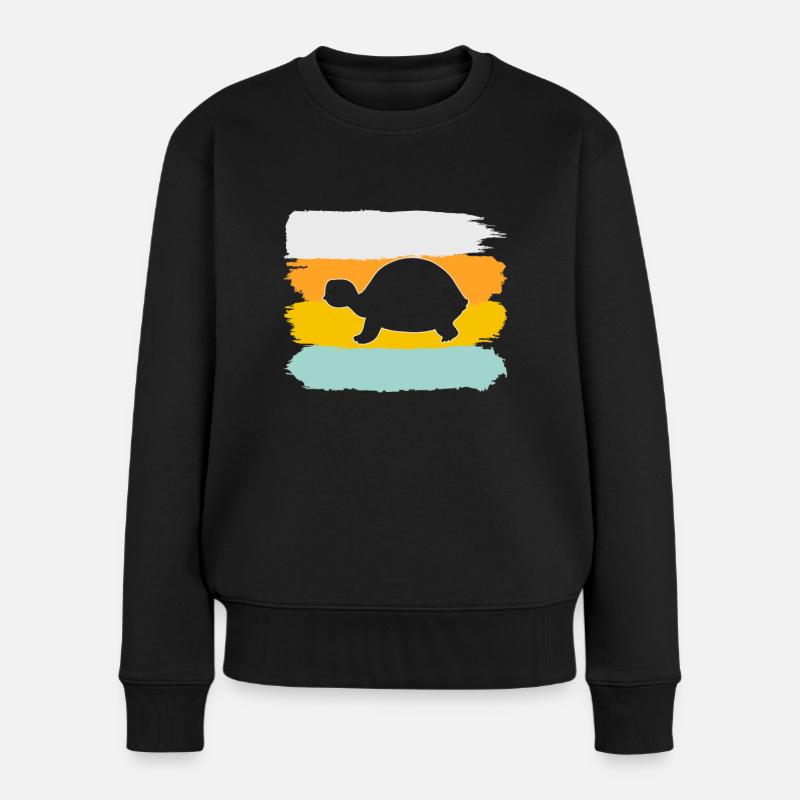 Schildkröte Retro - Frauen Premium Bio Pullover - Schwarz
