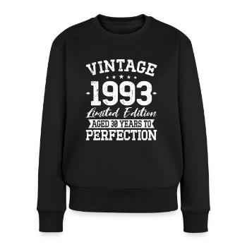 30. Geburtstag Jahrgang 1993 Vintage 1993 - Frauen Premium Bio Pullover - Schwarz - Vorne - Julia (174cm)