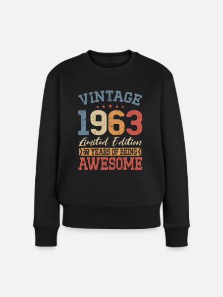 60. Geburtstag Jahrgang 1963 Vintage 1963 - Frauen Premium Bio Pullover - Schwarz