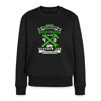 Landmaschinenmechaniker 40 Geburtstag Spruch - Frauen Premium Bio Pullover - Schwarz - Vorne - Julia (174cm)
