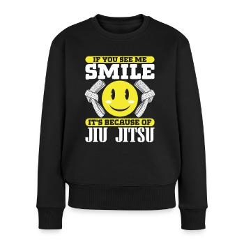 Jujutsu Tu me vois sourire à cause du Jiu Jitsu MMA - Pull Premium bio Femme - noir - Devant - Julia (174cm)