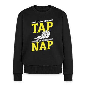 Jiu Jitsu Je te fais taper ou tu fais la sieste Jujutsu MMA - Pull Premium bio Femme - noir - Devant - Julia (174cm)