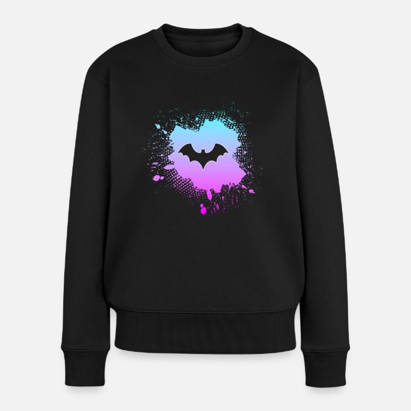 Fledermaus - Frauen Premium Bio Pullover - Schwarz