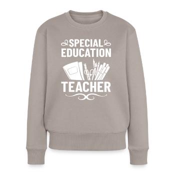 Sonderschule Sonderpädagogik Förderbedarf Fördern - Frauen Premium Bio Pullover - Taupe - Vorne - Julia (174cm)