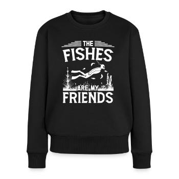 Freediving Fishes Are My Friends Apnea Diving - Frauen Premium Bio Pullover - Schwarz - Vorne - Julia (174cm)