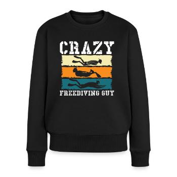Apnea Diving Crazy Freediving Guy Diver Swimming - Frauen Premium Bio Pullover - Schwarz - Vorne - Julia (174cm)