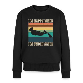 Freediving Happy When Im Underwater Apnea Diving - Frauen Premium Bio Pullover - Schwarz - Vorne - Julia (174cm)