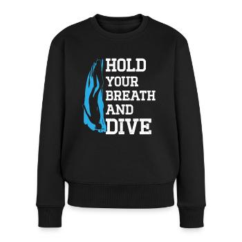 Freediving Hold Your Breath & Dive Apnea Diving - Frauen Premium Bio Pullover - Schwarz - Vorne - Julia (174cm)