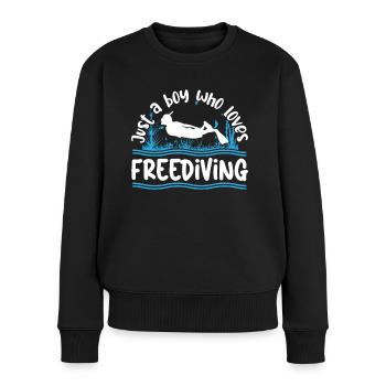 Apnea Diving Just A Boy Who Loves Freediving Diver - Frauen Premium Bio Pullover - Schwarz - Vorne - Julia (174cm)