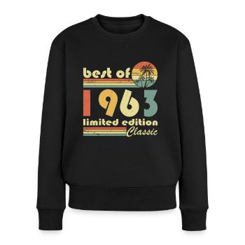 60. Geburtstag Jahrgang 1963 Best of 1963 - Frauen Premium Bio Pullover - Schwarz - Vorne - Julia (174cm)