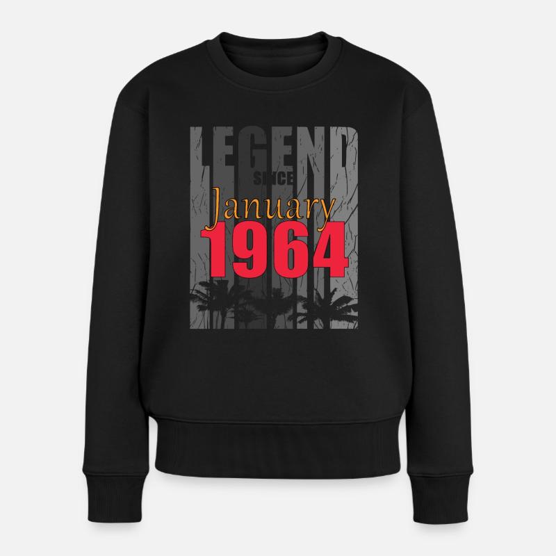 Januar 1964 geboren 58. Geburtstag - Frauen Premium Bio Pullover - Schwarz