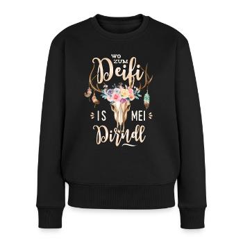Ersatz Dirndl T-Shirt Trachten Trachtenshirt Damen - Frauen Premium Bio Pullover - Schwarz - Vorne - Julia (174cm)