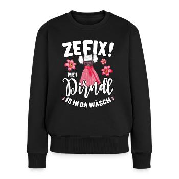 Mei Dirndl is in da Wäsch Trachtenshirt Damen - Frauen Premium Bio Pullover - Schwarz - Vorne - Julia (174cm)