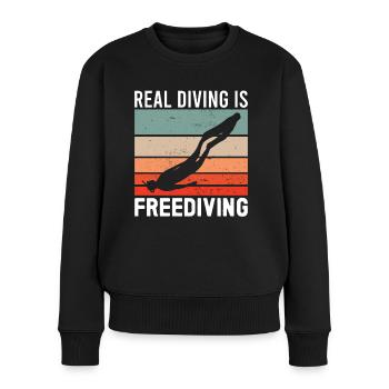 Freediver Real Diving Freediving Apnea Diving Dive - Frauen Premium Bio Pullover - Schwarz - Vorne - Julia (174cm)
