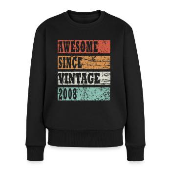 Vintage Jahrgang 2008 - Frauen Premium Bio Pullover - Schwarz - Vorne - Julia (174cm)