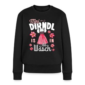 Ersatz Dirndl Shirt Mädchen Trachtenshirt Damen - Frauen Premium Bio Pullover - Schwarz - Vorne - Julia (174cm)
