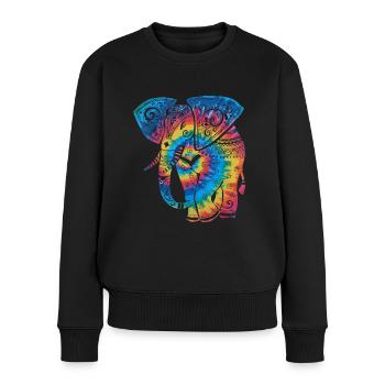 Tie Dye Elephant Mandala - Frauen Premium Bio Pullover - Schwarz - Vorne - Julia (174cm)