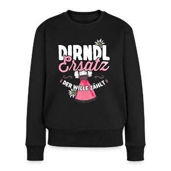 Tracht Ersatz Dirndl Shirt Damen Trachtenshirt - Frauen Premium Bio Pullover - Schwarz - Vorne - Julia (174cm)