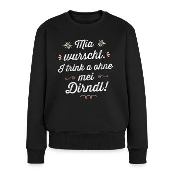 Ersatz Dirndl Shirt Trachtenshirt Damen Saufen - Frauen Premium Bio Pullover - Schwarz - Vorne - Julia (174cm)