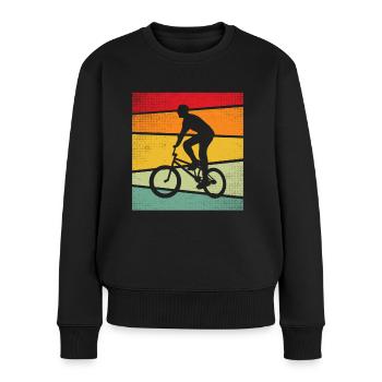 BMX Retro - Frauen Premium Bio Pullover - Schwarz - Vorne - Julia (174cm)