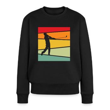 Golf Retro - Frauen Premium Bio Pullover - Schwarz - Vorne - Julia (174cm)