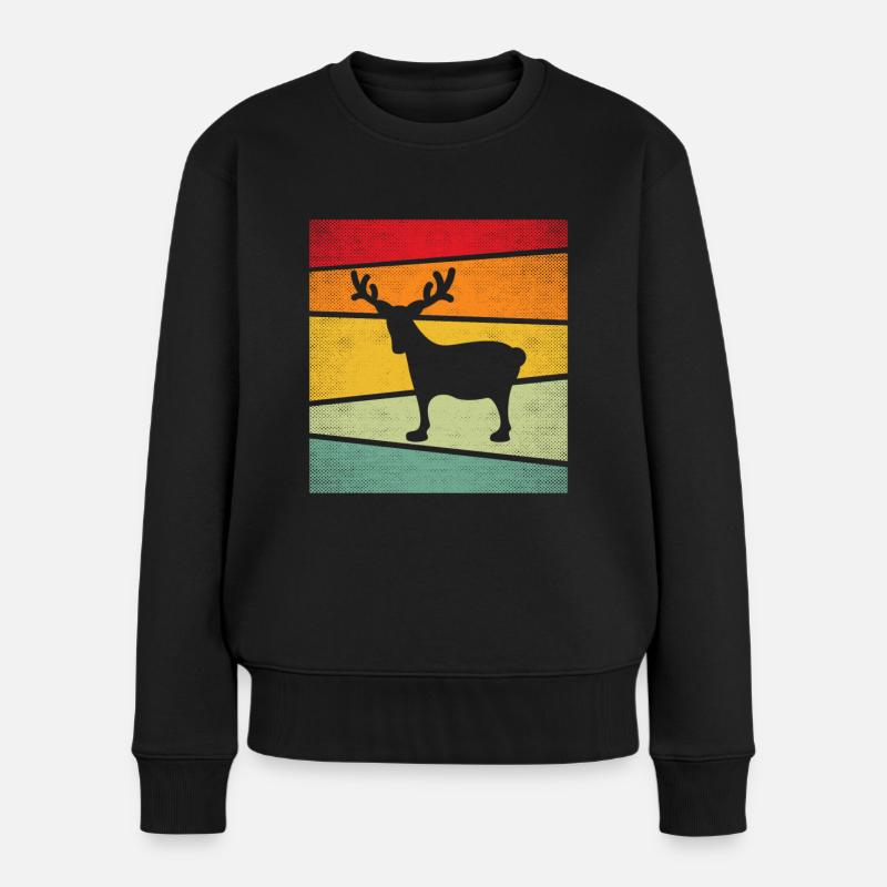 Elch Retro - Frauen Premium Bio Pullover - Schwarz