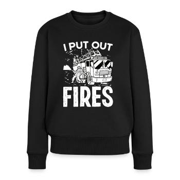 Un pompier éteint les incendies Pompiers - Pull Premium bio Femme - noir - Devant - Julia (174cm)