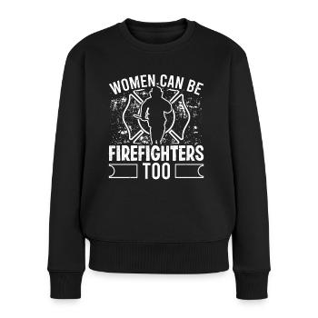 Les femmes pompiers peuvent aussi être pompiers - Pull Premium bio Femme - noir - Devant - Julia (174cm)