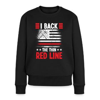 Firefighter Back Thin Red Line Fire Brigade - Women's Premium Organic Jumper - black - Front - Julia (174cm)