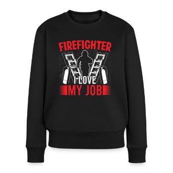Feuerwehrmann Firefighter I Love My Job Feuerwehr - Frauen Premium Bio Pullover - Schwarz - Vorne - Julia (174cm)