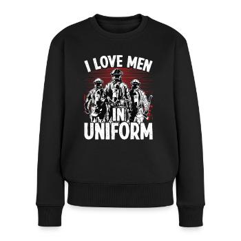 Un pompier aime les hommes en uniforme - Pull Premium bio Femme - noir - Devant - Julia (174cm)