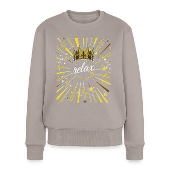 relax 1 - Pull Premium bio Femme - taupe - Devant - Julia (174cm)