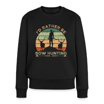 Rather Be Bow Hunting - Frauen Premium Bio Pullover - Schwarz - Vorne - Julia (174cm)