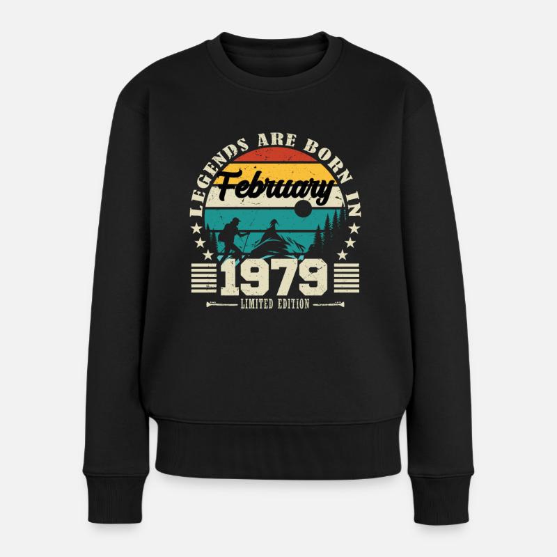 Februar 1979. Geburtstagsgeschenk Februar 1979. - Frauen Premium Bio Pullover - Schwarz