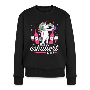 Es eskaliert eh T-Shirt Malle Party Outfit Damen - Frauen Premium Bio Pullover - Schwarz - Vorne - Julia (174cm)