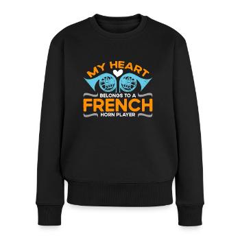 Français Horn My Heart appartient au corniste de cor de jazz - Pull Premium bio Femme - noir - Devant - Julia (174cm)